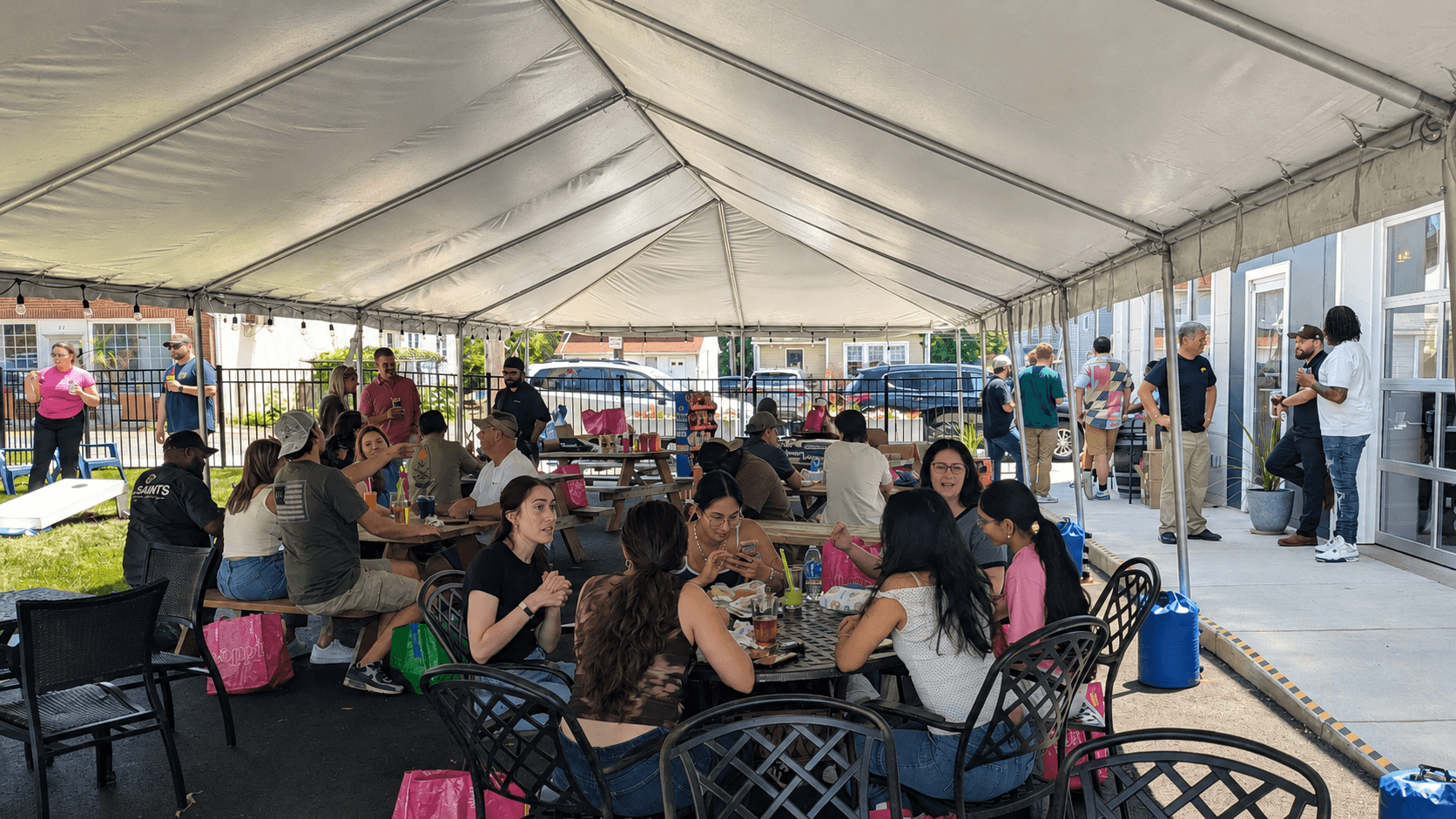 Guests enjoying a private outdoor event at Watchtower Brewing